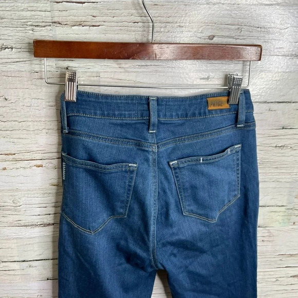 PAIGE Hoxton crop Tristan high rise stretchy skinny jeans blue denim size  25 - Picture 7 of 9